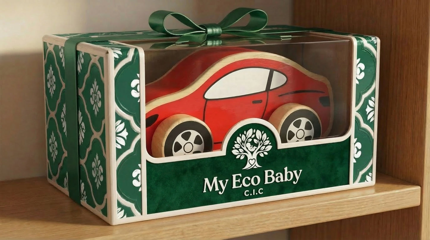 Red Wooden Push Car for Toddlers