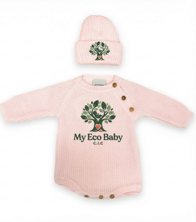 Hello World Blue Knitted Romper &amp; Hat Set