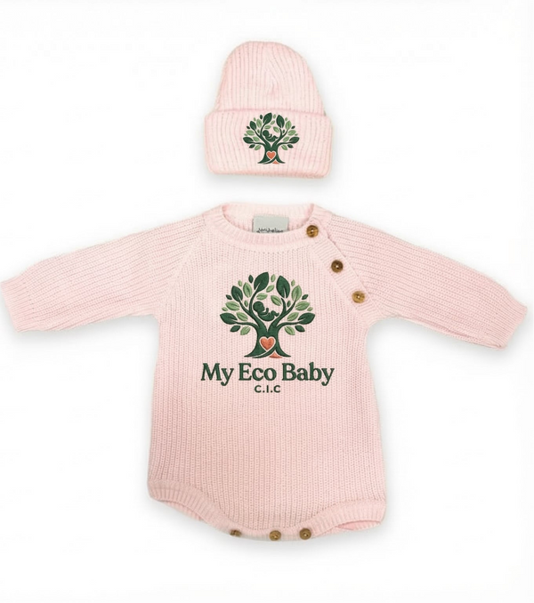 Hello World Blue Knitted Romper &amp; Hat Set