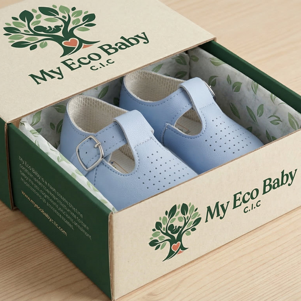 Blue Hard Sole Baby Boys First Walker Shoes with T-Bar